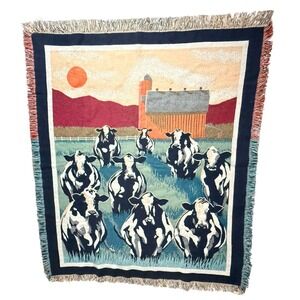 Goodwin Weavers Vintage Till Cows Come Home Throw Blanket Tapestry, Multi, 49x59